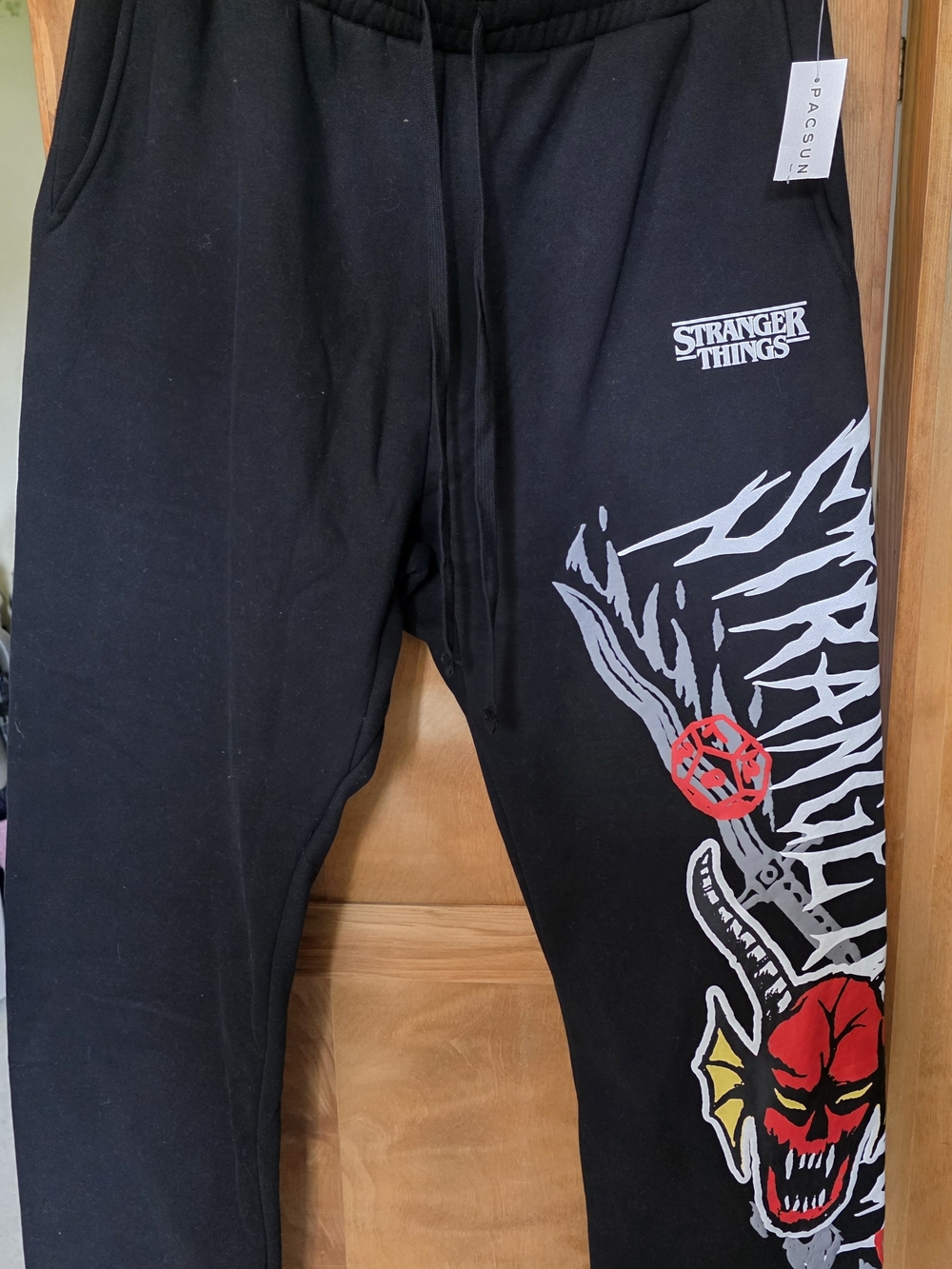 PacSun Black Stranger Things Graphic Joggers with Red & White Print